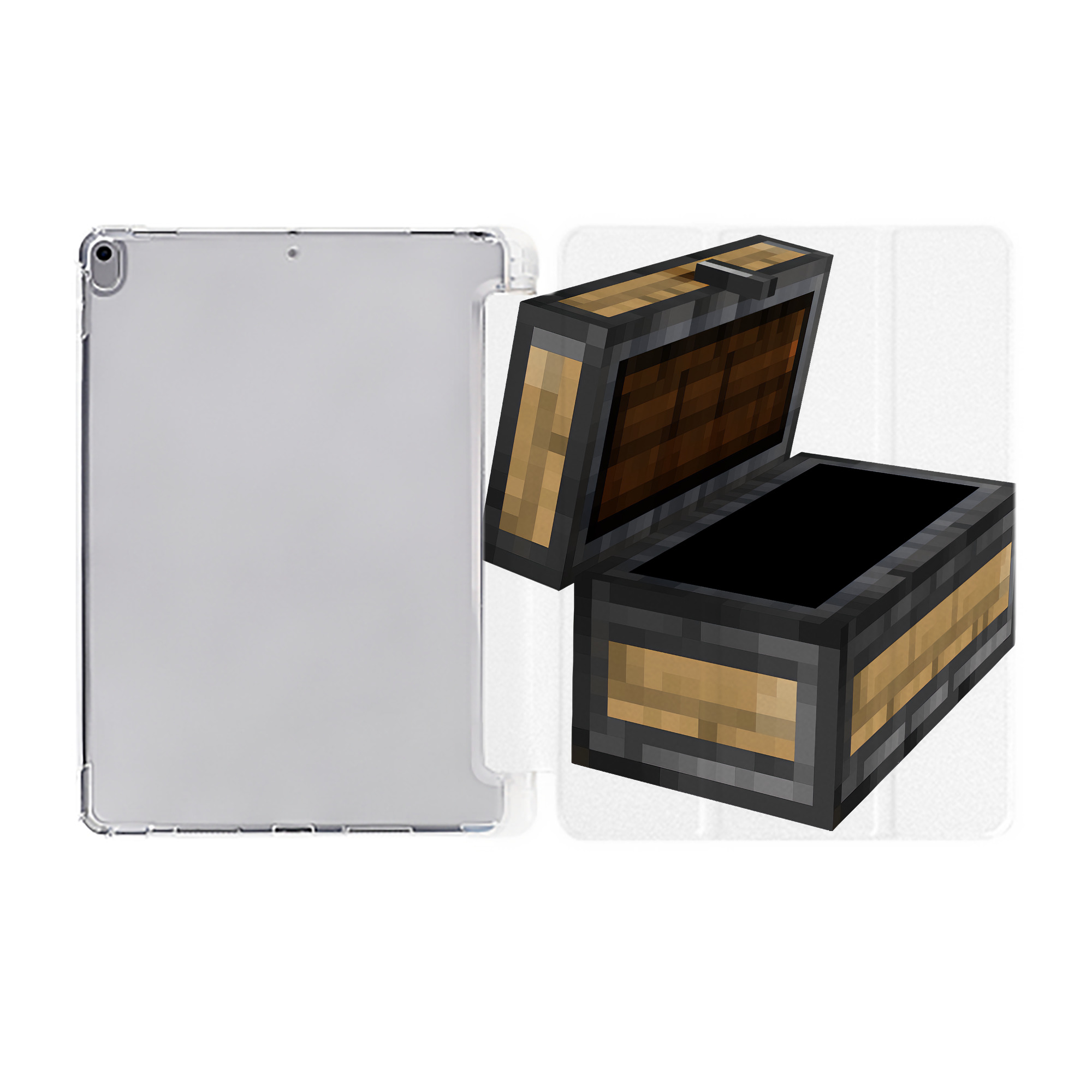 （画像用） マインクラフト ブロックの世界 Minecraft MC Block world IPad ケース ペン収納付き 三つ折りスタンド PUレザー×シリコン 対応機種9.5/10.5/10.9インチ